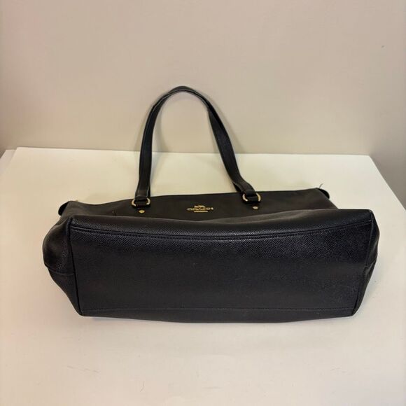 Coach Black Leather Large Shoulder Tote Bag Purse - Picture 8 of 12